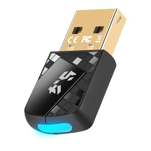 Bluetooth 5.4 Adapter für PC,USB Bluetooth Adapter Controller,Bluetooth Stick mit Windows 11/10/8.1/7,Bluetooth Dongle für Desktop, Laptop, Headset, Tastatur, Maus(Blaues Rücklicht von ZHITING