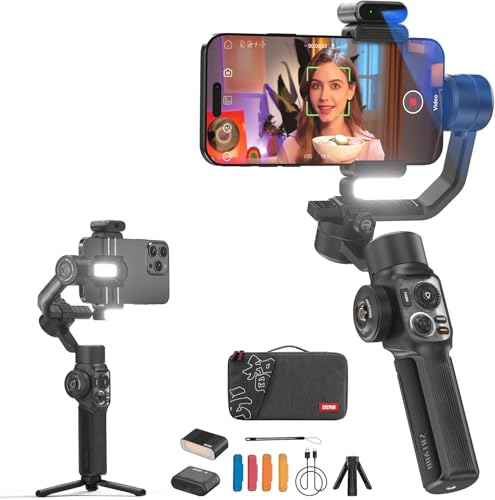 ZHIYUN Smooth-5S AI Pro[Official] AI-gestützter Smartphone Gimbal, Gimbal Stabilisator 3-Achsen, Handy Gimbal, mit Stativ, AI Tracker, Magnetlichter, Handy Stabilisator, für Vlog, YouTube, TikTok von ZHIYUN