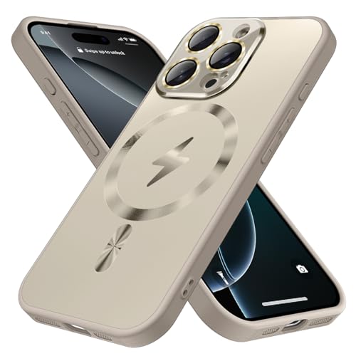 ZHK Magnetisch entworfen für iPhone 16 Pro Max Hülle, [Vollständiger Kameralinsenschutz] [mil-gradige Falltest], kratzfeste, matte, stoßfeste Abdeckung für iPhone 16 Pro Max 17,5 cm, Titangold von ZHK