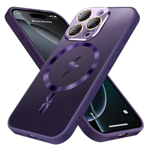 ZHK Magnetische Schutzhülle für iPhone 16 Pro, vollständiger Kameralinsenschutz, militärische Falltestung, kratzfest, matt, stoßfest, für iPhone 16 Pro 16,3 cm (6,3 Zoll), Violett von ZHK