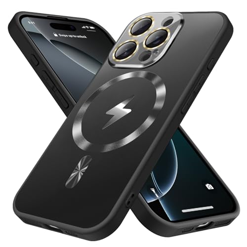 ZHK Magnetische Schutzhülle für iPhone 16 Pro Max, vollständiger Kameralinsenschutz, mil-gradgeprüft, kratzfest, matt, stoßfest, 17,5 cm, Schwarz von ZHK