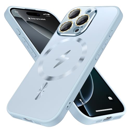 ZHK Magnetische Schutzhülle für iPhone 16 Pro Max, vollständiger Kameralinsenschutz, militärische Falltests, kratzfest, matt, stoßfest, 17,5 cm, Sierra Blue von ZHK