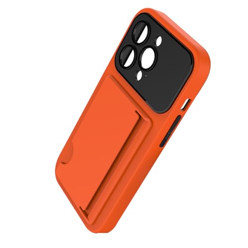 ZHSHJI -Hülle für iPhone 14Pro Max/14 Pro/14 Plus/14, Vollobjektivschutz Handyhülle mit Kartenfach, stoßfeste TPU-Silikonschale, Orange von ZHSHJI