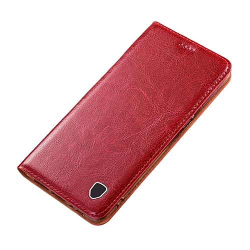 ZHSHJI Schutzhülle für Samsung Galaxy S24, S24 Plus, S24, Premium-Echtleder, Brieftaschen-Schutzhülle mit Kartenschlitz, Ständer, magnetisch, für S24 (Rot, forS24) von ZHSHJI