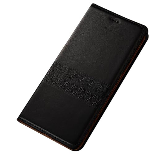 ZHSHJI Schutzhülle für iPhone 15 Pro Max 15 Plus 15 Pro 15, echtes Leder, Klapp-Notebook-Schutzhülle mit Kartenschlitz, Ständer, magnetische Folio-Handyhülle (Schwarz, für iPhone 15Plus) von ZHSHJI