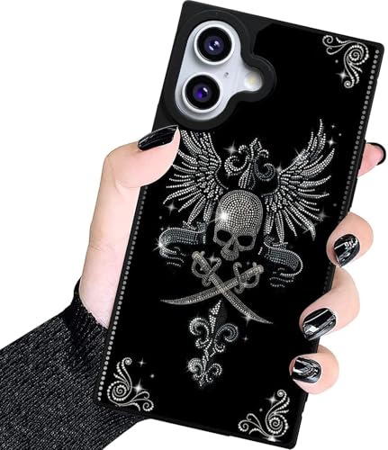 ZHUXUXITT Rechteckige Schutzhülle für iPhone 16 Pro Max, Totenkopfflügel, für Jungen und Mädchen, kratzfest, rutschfest und stoßfest, robuste TPU-Schutzhülle von ZHUXUXITT