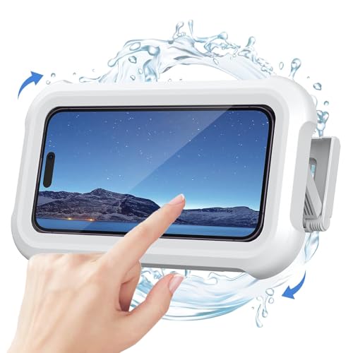 ZHXMALL Handyhalterung Dusche, Handy Halter 480° Adjustable Shower, Handyhalterung Wand, wasserdichte, Beschlagfreie, Touchscreen Handyhalter Box für Bad & KüChe, Passend für Handys Unter 17,3cm von ZHXMALL