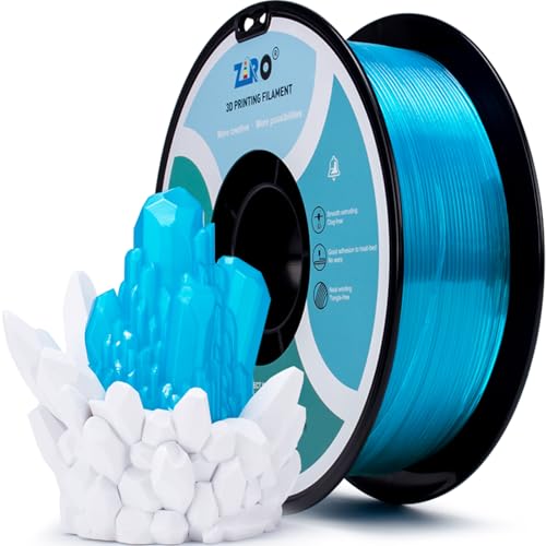 ZIRO 3D Druck Filament, Transluzentes 1.75mm PLA Filament, Maßgenauigkeit +/- 0.03mm, 1KG/2.2lbs Spule, 3D Druck Material für die Meisten FDM 3D Drucker, Transluzentes Hellblau von ZIRO