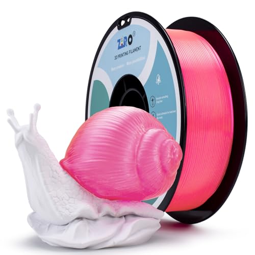 ZIRO PLA 3D Drucker Filament 1.75mm, Transluzent 3D Druck Filament PLA, Passend für Fast Alle FDM 3D Drucker, Maßgenauigkeit +/- 0.03mm, 1KG/2.2lbs Buntes Klares PLA, Transluzentes Rosa von ZIRO