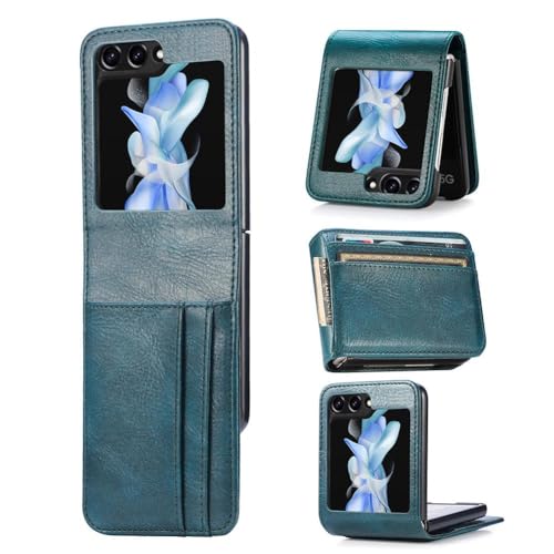 Schutzhülle für Samsung Galaxy Z Flip 6, Karten, Telefon, Fundas Cover, Slim Coque, PU-Leder, Brieftasche, Vollleder, Blau von ZIRYXQ