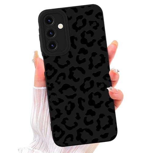 ZIYE Schutzhülle für Galaxy A15, Leopardenmuster, mit Kameraschutz, weiches TPU-Silikon-Gummi, Geparden-Design, kompatibel mit Samsung Galaxy A15, Schwarz von ZIYE