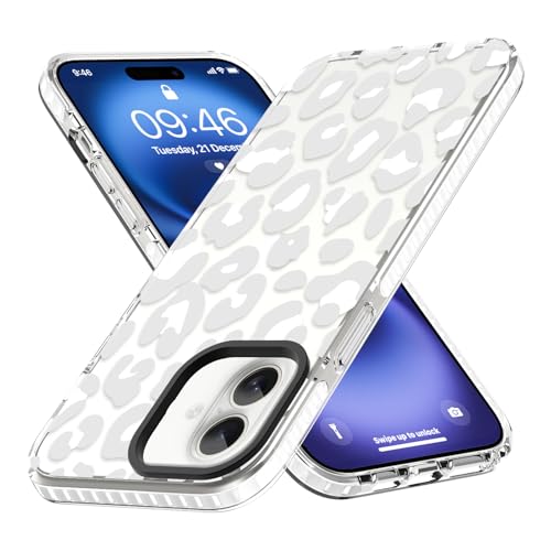 ZIYE Transparente Schutzhülle für iPhone 16 Plus, Leoparden-Design, stoßfest, weiches TPU, für Damen und Mädchen, niedlich, Weiß von ZIYE