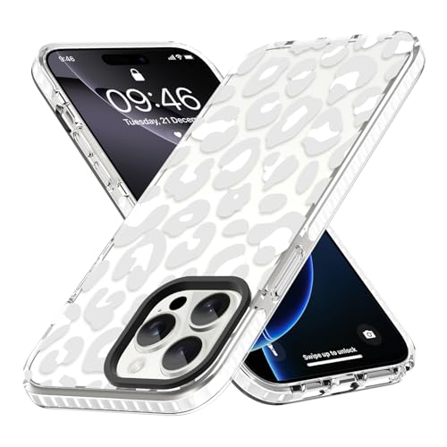 ZIYE Transparente Schutzhülle für iPhone 16 Pro, Leoparden-Design, stoßfest, weiches TPU, für Damen und Mädchen, niedlich, Weiß von ZIYE