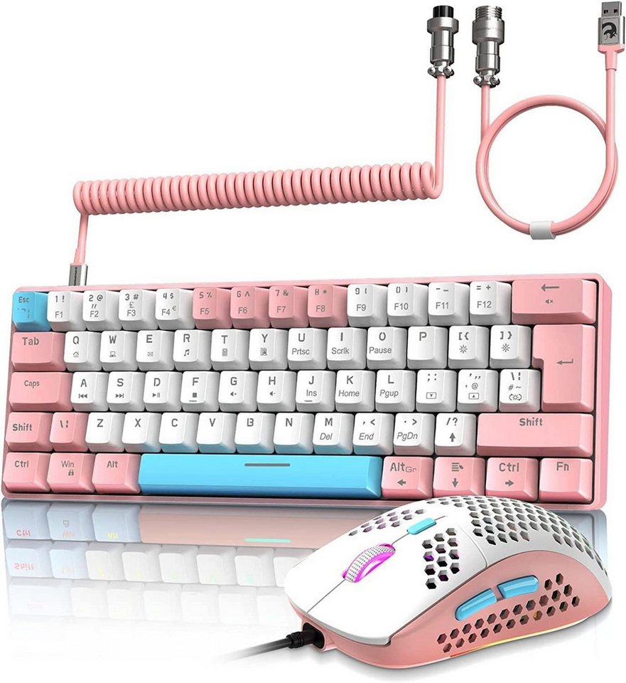 ZIYOU LANG Tastatur- und Maus-Set, USB-C Kabel T60 Pro - Kompakt 60% UK Layout(QWERTY) Mechanische von ZIYOU LANG