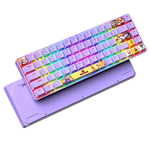 ZIYOU LANG Tragbare 60% Mechanische Gaming-Tastatur 18 Chroma RGB Hintergrundbeleuchtung ultrakompakter Mini-Kompakter 68-Keys-Farbstoff-Sublimation Anime PBT-Tastatur von ZIYOU LANG