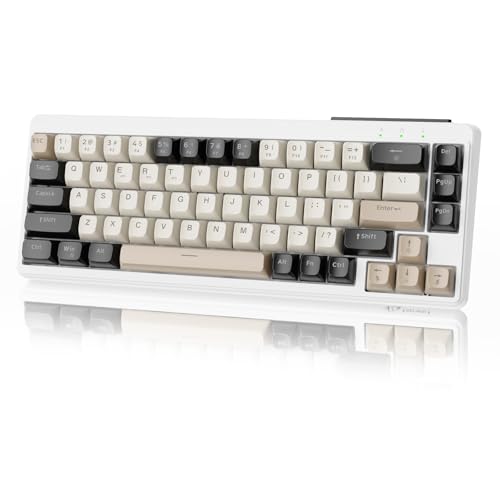 ZIYOU LANG×FREEWOLF M68 TKL Kabellose Gaming-Tastatur, 3-Modus-Kompaktmembrantastatur 2,4 GHz/BT5.1/USB-C, 19 Tasten Anti-Ghosting, Spherica-Tastenkappen, wiederaufladbar 2000 mAh –Käse weiß von ZIYOU LANG