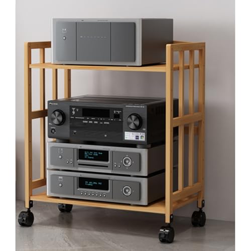 Audio Rack HiFi Regal DVD-Spieler Stand Regal 50 55 60 70 80 cm, Audio Rack Tower/Holz TV Stereo Audio Schrank - Für Wohnzimmer Büro, Bewegliches Plattenspieler-Regal(Color:2 Tier 77cm(H),Size:70cm(L von ZJKXJH