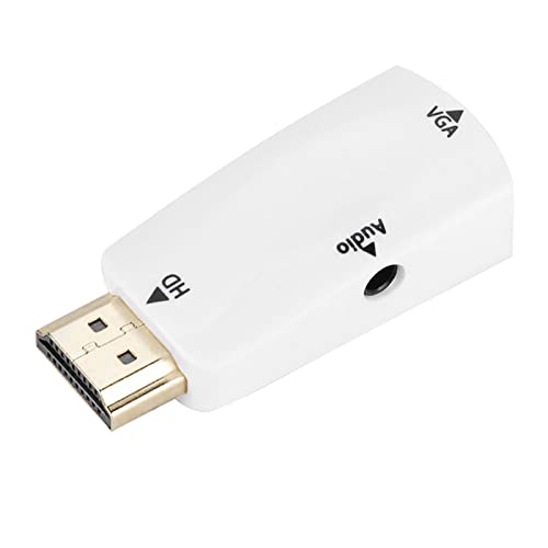 Buchse auf VGA-Buchse, HD 1080P -Buchse auf VGA-Buchse, Konverter-Adapter mit 3,5-mm-Audioausgangskabel, zu-Vga-Konverter, zu-Vga-Adapter, Weiß (White) von ZJchao