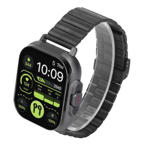 ZJchao Ohrhörer-Smartwatch mit HD-Touchscreen, Fitness-Tracker, Sportuhr für Anrufe, Musik, Wettervorhersage, ABS, PC, Silikon (Schwarzer Stahl) von ZJchao