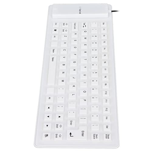 ZJchao Silikon-Tastatur, 85 Tasten, Silikon-Tastatur, Rollbare Tastatur, Tragbare Tastatur für Laptop, Reise-Tastatur für Laptop, Weiche Silikon-Tastatur (White) von ZJchao