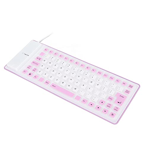 ZJchao Silikon-Tastatur Zum Aufrollen, Leise, Weich, Bequem, USB-Kabel, Vollständig Versiegeltes Design, Leichte, Tragbare Gummi-Tastatur, Silikon-Tastatur für PC (Purple) von ZJchao