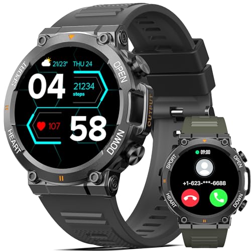 ZKCREATION Smartwatch Herren mit Telefonfunktion - 1.39 Zoll HD Voll Touchscreen Sportuhr Herren Smart Watch mit Pulsmesser Schrittzähler 100+ Sportmodi, IP67 Wasserdicht Fitnessuhr mit Schlafmonitor von ZKCREATION