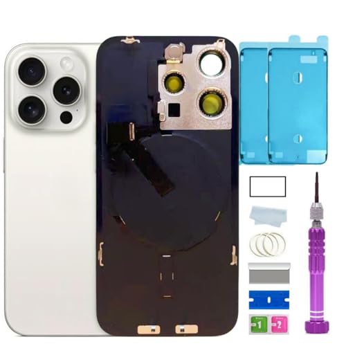 ZMVDJZ 15 Pro Back Glass Replacement with Plate & Flex Cable and All Parts for iPhone 15pro Back Cover Glass (White Titan, 6.1 Inch) + Waterproof Tape + Repair Tools (White Titanium) von ZMVDJZ