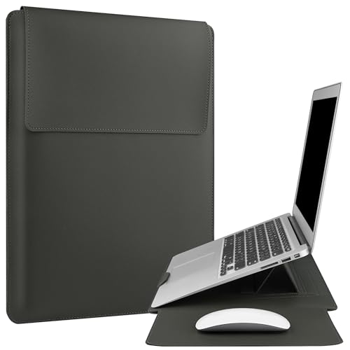 ZOENHWA 15 16 Zoll Laptop Hülle mit Verstellbarem Ständer Kompatibel mit 16'' MacBook Pro /15.4'' MacBook Pro /15'' Surface Laptop 3, More Others 15''-16'wasserdichte Laptop Tasche,grau von ZOENHWA