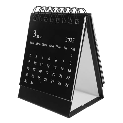 Mini-Tischkalender 2025 – kleiner dekorativer Kalender for den Bürotisch, kompakter Tagesplaner for Zuhause und Schule(Black) von ZONABSQQ