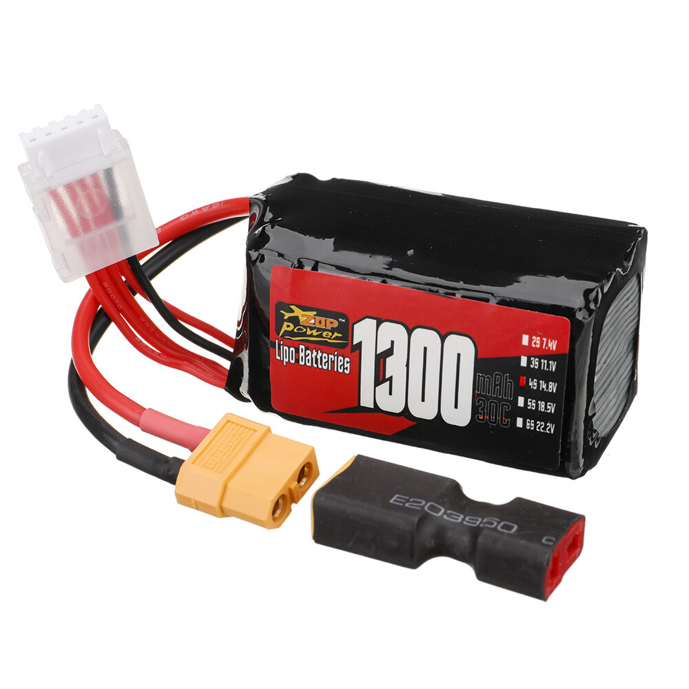 ZOP Power 4S 14,8V 1300mAh 30C 19,24Wh LiPo-Akku mit XT60-Stecker für RC-Drohne FPV-Rennen von ZOP Power