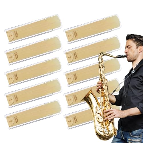 Blätter für Saxophon Alt | 10 Stück natürliche Perfect Arc Saxophonblätter,Natürliches Rohrblatt-Saxophon-Ersatzzubehör für Bühnenauftritte, Konzerte und tägliches Üben Zorq von ZORQ