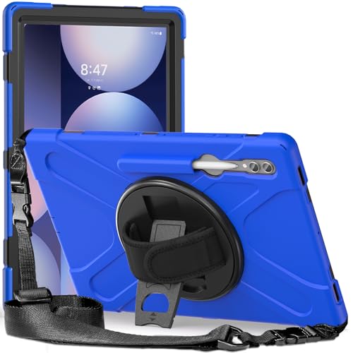 Kompatibel mit Galaxy Tab S10 Ultra 14,6 Zoll 2024 SM-X920 stoßfeste Hülle, 3-in-1, bruchfeste Schale, 360 Grad drehbare Multifunktions-Griffhalterung, Blau Kompatibel mit Galaxy Tab S10 Ultra 14,6 Zoll 2024 SM-X920 stoßfeste Hülle, 3-in-1, bruchfeste Schale, 360 Grad drehbare Multifunktions-Griffhalterung, Blau von ZORSOME