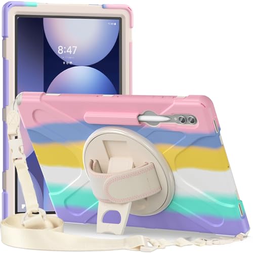 Kompatibel mit Galaxy Tab S10 Ultra 14,6 Zoll 2024 SM-X920 stoßfeste Hülle, bruchfeste 3-in-1-Schale, um 360 Grad drehbare Multifunktions-Griffhalterung, buntes Rosa Kompatibel mit Galaxy Tab S10 Ultra 14,6 Zoll 2024 SM-X920 stoßfeste Hülle, bruchfeste 3-in-1-Schale, um 360 Grad drehbare Multifunktions-Griffhalterung, buntes Rosa von ZORSOME