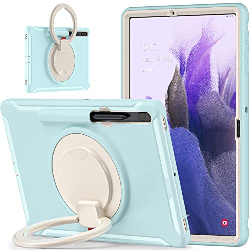 Schutzhülle für Samsung Galaxy Tab S7+/S7 FE 12,4 Zoll SM-T970/T730, 360° drehbarer Griff, Ständer, strapazierfähig, 3-lagig, Hybrid-TPU, stoßfest, Eisblau Schutzhülle für Samsung Galaxy Tab S7+/S7 FE 12,4 Zoll SM-T970/T730, 360° drehbarer Griff, Ständer, strapazierfähig, 3-lagig, Hybrid-TPU, stoßfest, Eisblau von ZORSOME