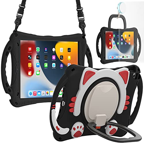 Stoßfeste Kinderhülle für iPad 10.2 Hülle 2021/2020/2019, niedliche Katze, robuste Schutzhülle für iPad 9./8./7. B, 360° drehbarer Ständer, Griff + Schultergurt Stoßfeste Kinderhülle für iPad 10.2 Hülle 2021/2020/2019, niedliche Katze, robuste Schutzhülle für iPad 9./8./7. B, 360° drehbarer Ständer, Griff + Schultergurt von ZORSOME