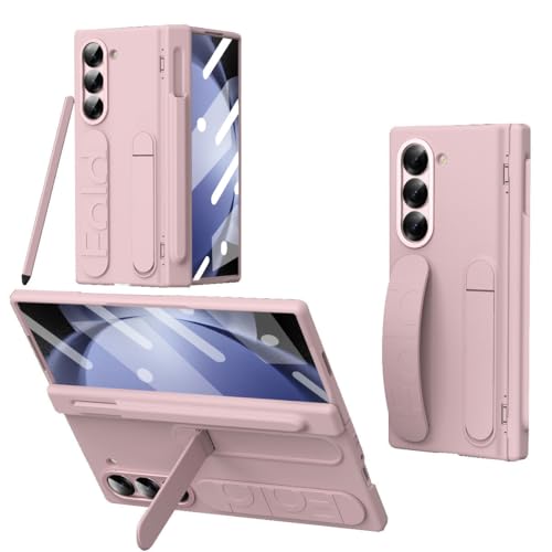 ZORSOME Schutzhülle für Samsung Galaxy Z Fold 5 / 5G, Silikon, mit S-Stifthalter und Stift, integrierter Displayschutzfolie und Scharnierschutz, stoßfest, All-Inclusive-Ständer, Rosa von ZORSOME