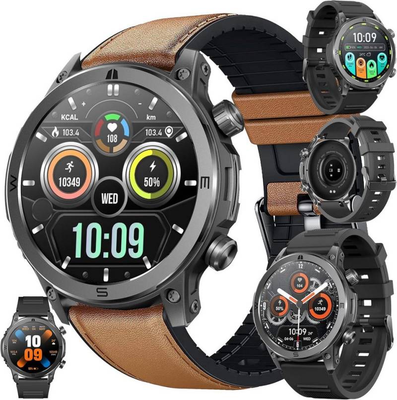 ZPIMY Herren mit Telefonfunktion," AMOLED Touchscreen Smartwatch (1.49 Zoll, Andriod iOS), 123 Sportmodi Aktivitätstracker Schlafmonitor Schrittzähler IP68 von ZPIMY