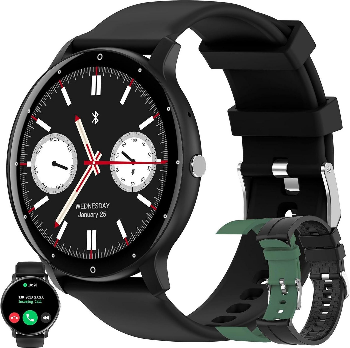 ZPIMY Smartwatch (1,39 Zoll, Android iOS), Herren mit Telefonfunktion 5ATM Wasserdicht 123 Sportmodi Fitnessuhr von ZPIMY