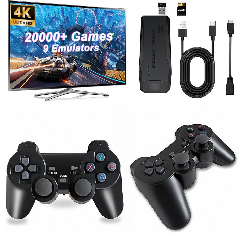ZREE Retro Konsole,Handheld Retro Game Stick,Spielekonsole Wireless, 20000+ Spielen, 9 Emulatoren, 4K HDMI Ausgang,Plug and Play (64G) von ZREE