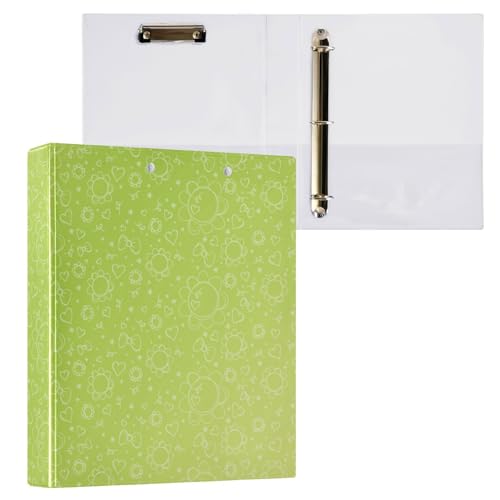 ZRWLUCKY Art Flower Green Lovely 3-Ring-Ordner, 3,5 cm Ordner mit Taschen, 1/2 Packung Ordner für Briefgröße (27,9 x 21,6 cm), 200 Blatt von ZRWLUCKY