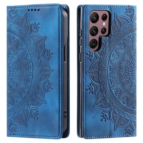 Magnetische Flip-Lederhülle für Samsung Galaxy S24 Ultra S23 FE S22 S21 S20 S10 S9 S8 Plus Note 20 Brieftaschen-Karten-Telefonabdeckung, Blau, Für S23 Ultra von ZSUFCBF