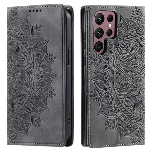 Magnetische Flip-Lederhülle für Samsung Galaxy S24 Ultra S23 FE S22 S21 S20 S10 S9 S8 Plus Note 20 Brieftaschen-Karten-Telefonabdeckung, grau, für S20 Plus von ZSUFCBF