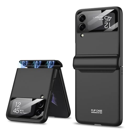 Magnetische Hülle für Samsung Galaxy Z Flip 4 5 6 Flip3 5G Z Flip5 Flip6 Magnetisches Scharnier Vollständiger Schutz Kameraobjektivabdeckung Rückschale,Schwarz,Für Z Flip 5 von ZSUFCBF