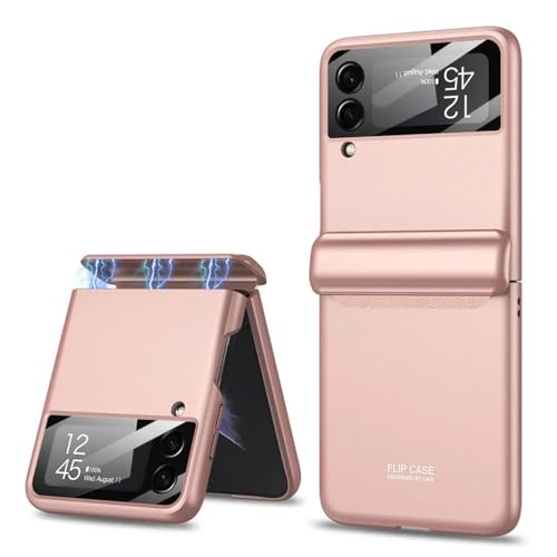 Magnetische Hülle für Samsung Galaxy Z Flip 6 5 4 3 Flip4 Flip5 Vollschutzscharnier Luxusabdeckung Schale Kameraglas, Pink, für Z Flip 3 von ZSUFCBF