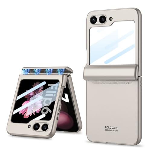 Magnetische Hülle für Samsung Galaxy Z Flip 6 5 4 3 Flip4 Flip5 Vollschutzscharnier Luxusabdeckung Schale Kameraglas, Titangrau, für Z Flip 4 von ZSUFCBF