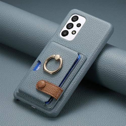 Ring-Leder-Handyhülle für Samsung Galaxy S23 S21 FE S24 Ultra S22 Plus A54 A14 A15 A25 A35 A55 Brieftasche mit Kartenhalter-Abdeckung, Blau, für A14 4G von ZSUFCBF