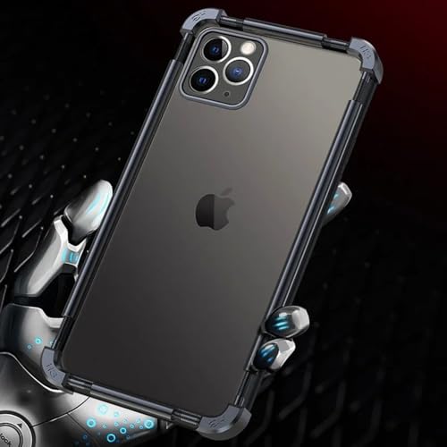 ZSUFCBF Für iPhone 11 Xs 12 13 14 15 Pro Max Hülle Edelstahl Metall Bumper Hülle für iPhone 15 7 8 14 15 Plus X Xr SE 12 Pro 13 Mini Hülle, Schwarz, Für iPhone 13 Pro von ZSUFCBF