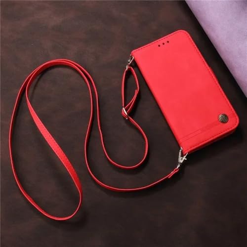 ZSUFCBF Leder-Flip-Telefonhülle für Xiaomi für Redmi A1 9A 9C 9T 10 10A 10C 11A K40 K60 Pro Note 9 10S 11 12 Pro Wallet Bracket Cover, rot, für Redmi 10 (2022) von ZSUFCBF