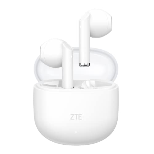 ZTE Kabellose Kopfhörer Buds 2, TWS, Bluetooth 5.3, 25 Stunden Akku, HD-Mikrofon, Touch-Steuerung, Sprachassistent, IPX4 wasserdicht, USB-C-Ladegerät, Weiß von ZTE