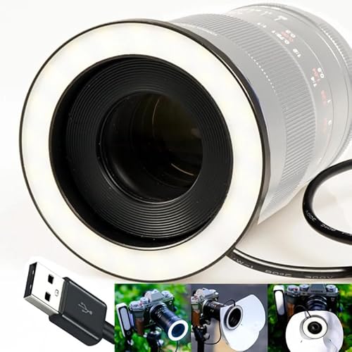 Gua'ge 67mm Kaliber LED Makro-Ringlicht Makrofotografie Aufhelllicht 7W Helligkeit 3 ​​Farbtemperaturen für DSLR-Kameraobjektiv Inklusive Adapterring USB-Anschluss Stromversorgung von ZTIANFOTO